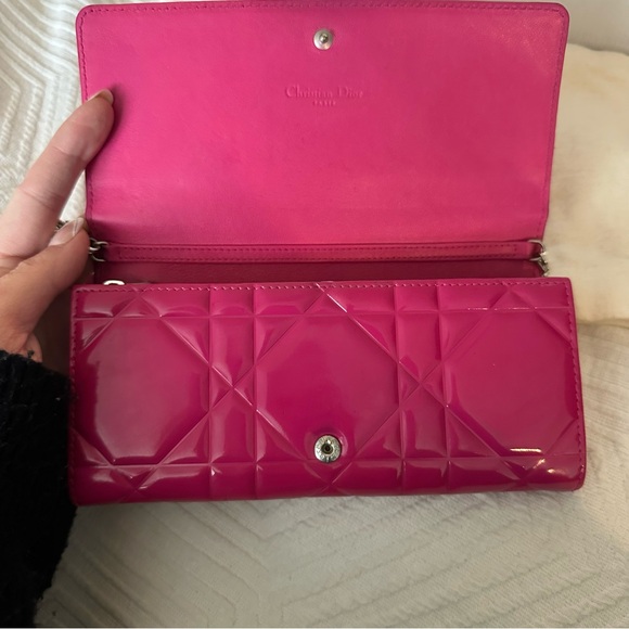 Patent Cannage Lady Dior Rendezvous Wallet On Chain Fuchsia full set - Picture 7 of 15